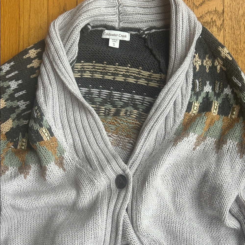 Coldwater Creek Multicolor Patterned Cardigan